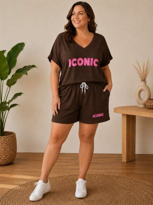 Ensemble ICONIC t-shirt et short couleur chocolat