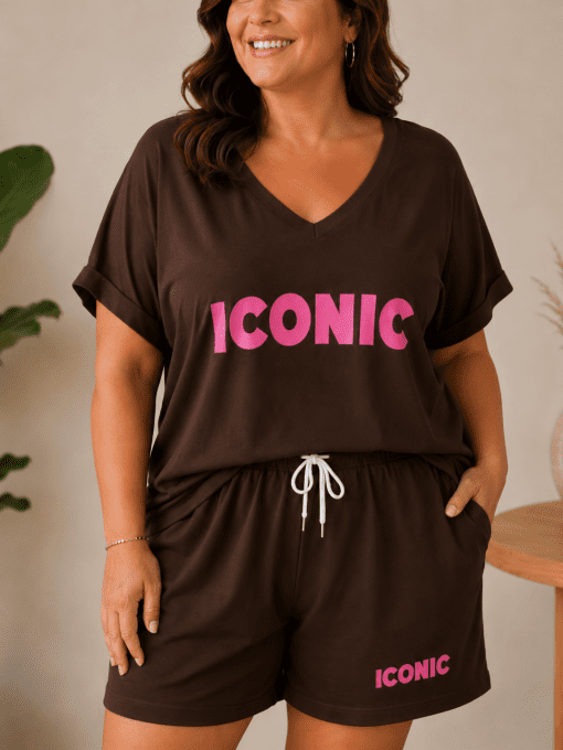 Ensemble ICONIC t-shirt et short couleur chocolat