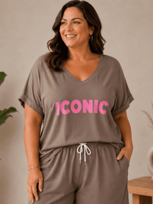 Ensemble ICONIC t-shirt et short couleur taupe