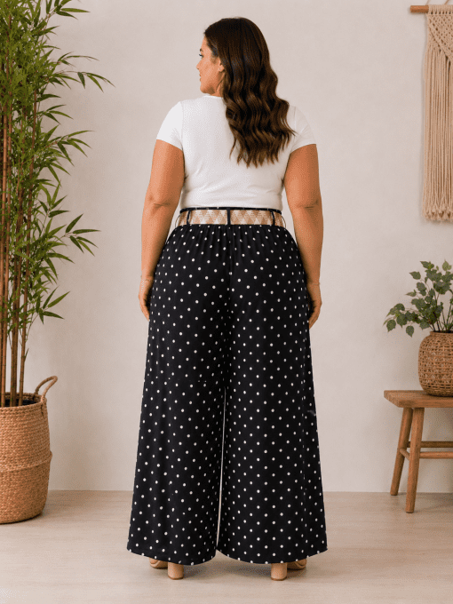 Pantalon à pois avec ceinture MAYA noir