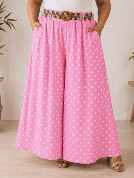 Jupe à pois avec ceinture JADE rose