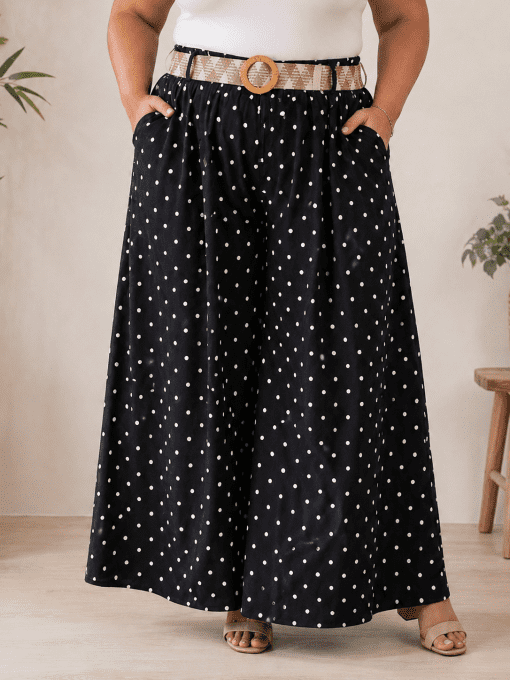 Jupe à pois avec ceinture JADE noire
