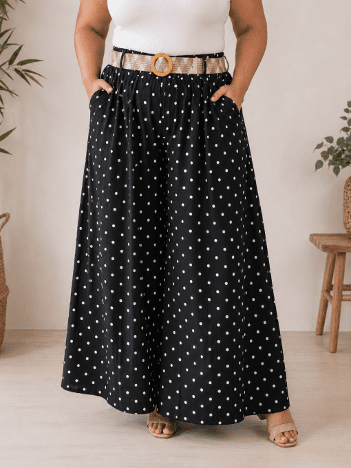 Pantalon à pois avec ceinture MAYA noir
