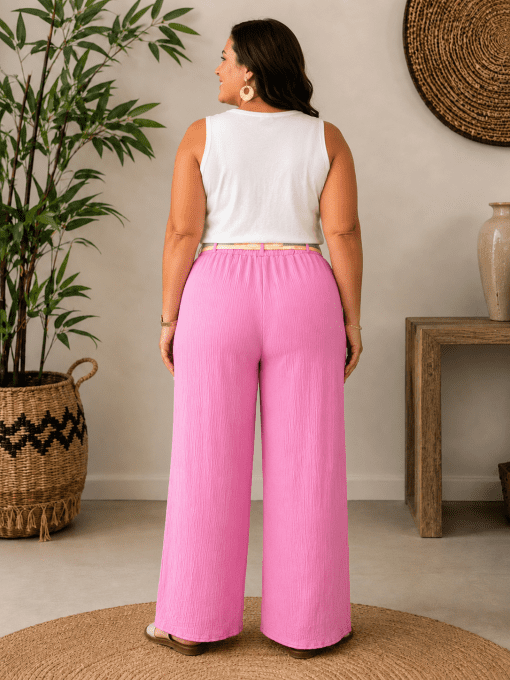 Pantalon coton avec ceinture ROSA rose