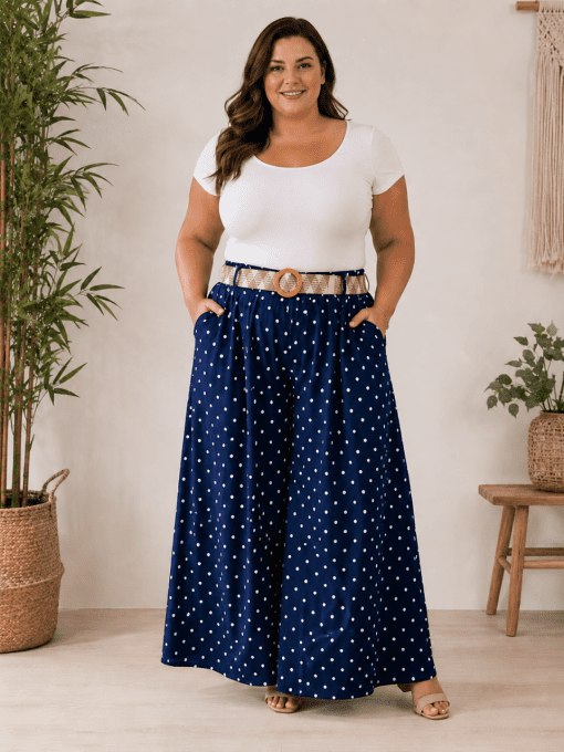 Jupe à pois avec ceinture JADE 